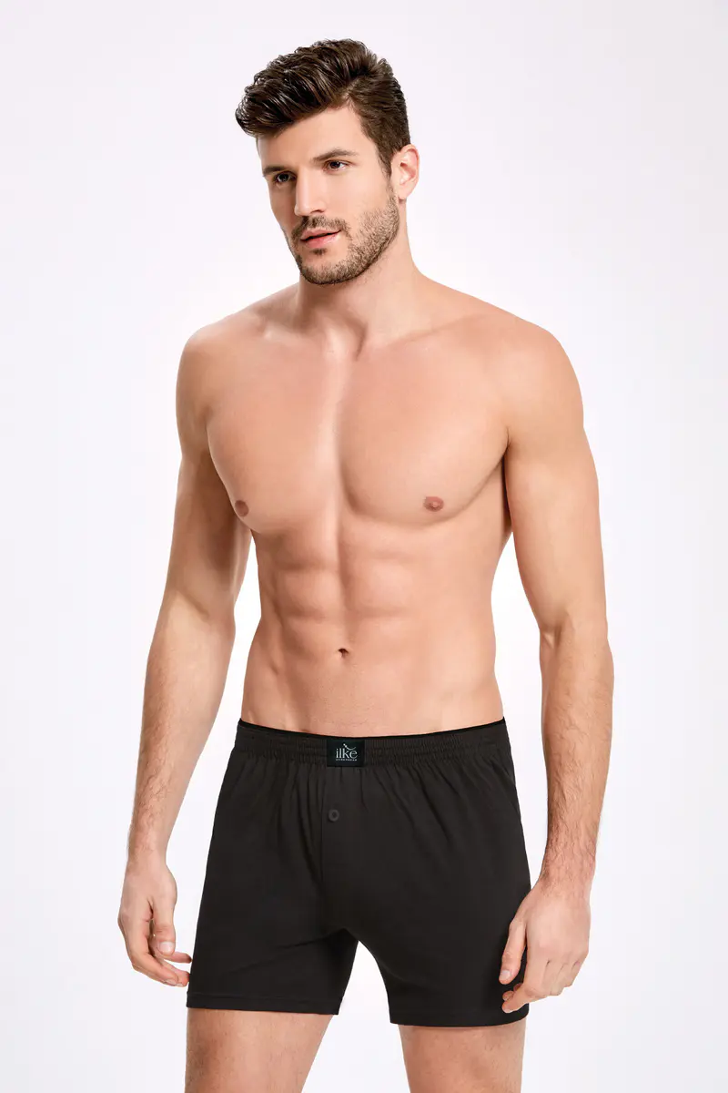 İlke %100 Pamuk Düz Renk Havlu Bel Boxer