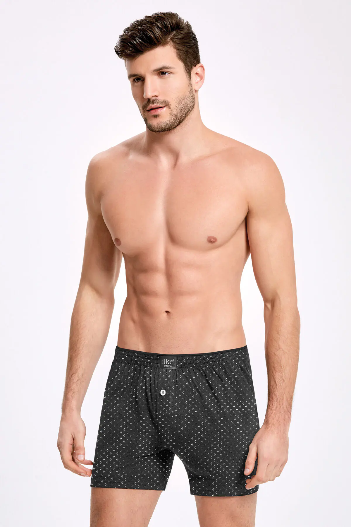 İlke %100 Pamuk Desenli Havlu Bel Boxer