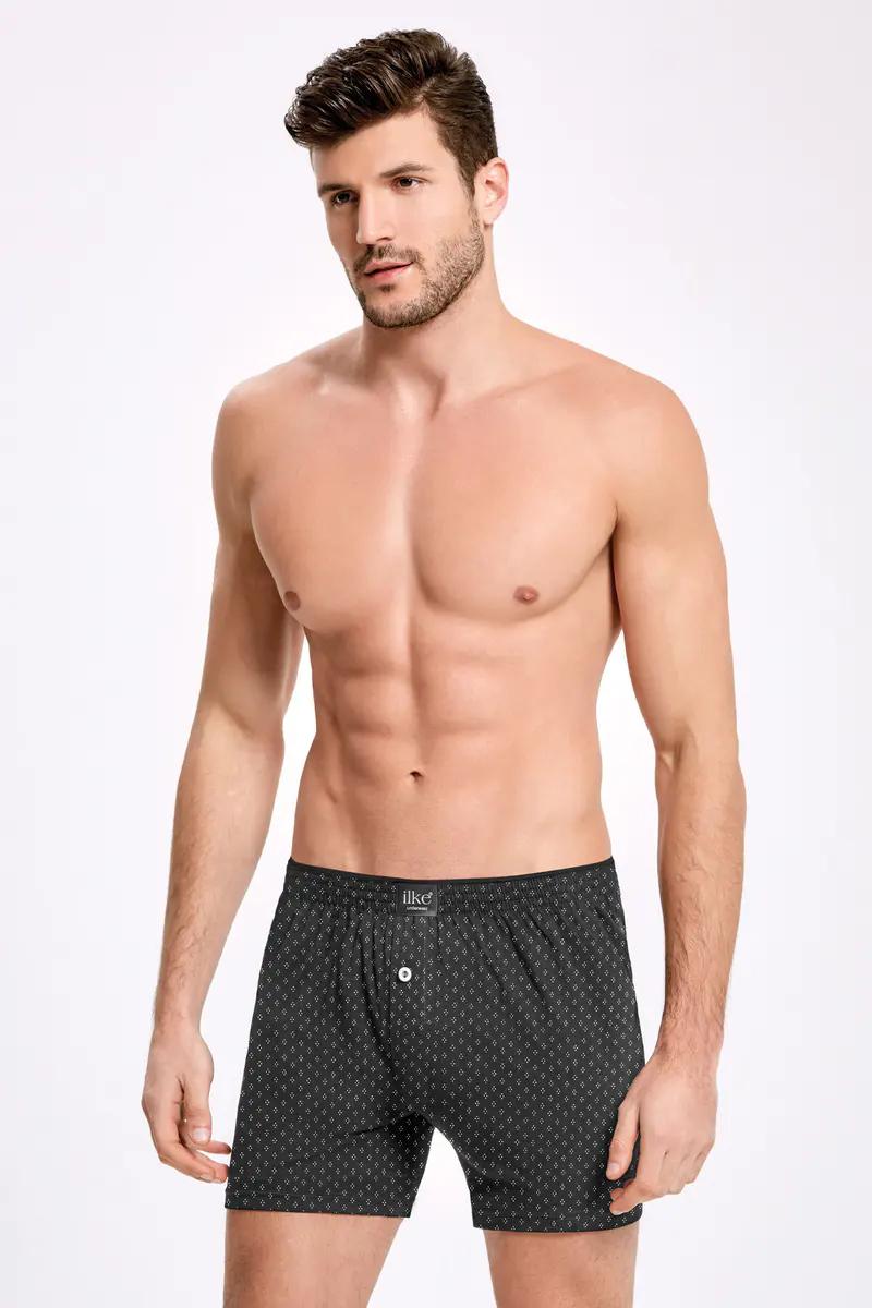 İlke %100 Pamuk Desenli Havlu Bel Boxer