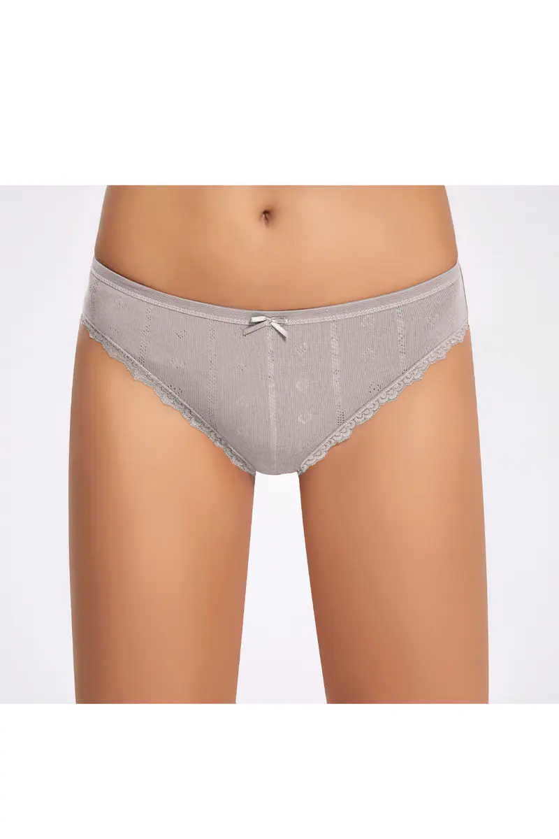 İlke %100 Pamuk Renkli Kalp Desenli (Jakarlı) Dantelli Bikini