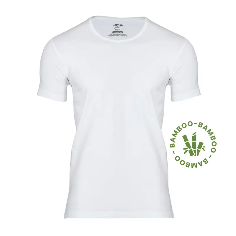 Şahin Erkek 2'li Paket O-Yaka Kısa Kollu Bambu T-Shirt — Beyaz