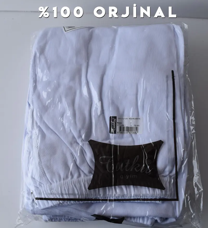 Tutku Tutku 0111 Erkek Beyaz Ribana Paçalı Arjantin 6'lı İçlik