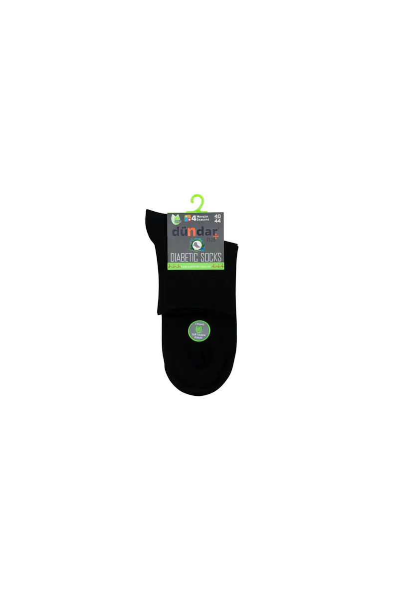 Dündar Çorap 4 Mevsim 12'li Erkek Bambu Diyabetik Konç 40-44 Çorap — Siyah