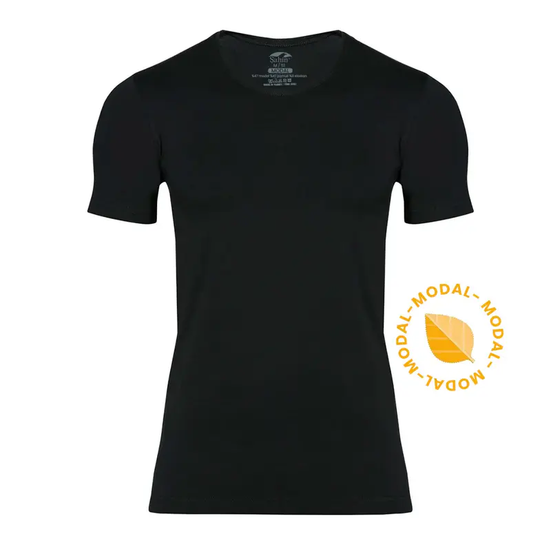 Şahin Erkek 2'li Paket O-Yaka Kısa Kollu Modal T-Shirt — Siyah
