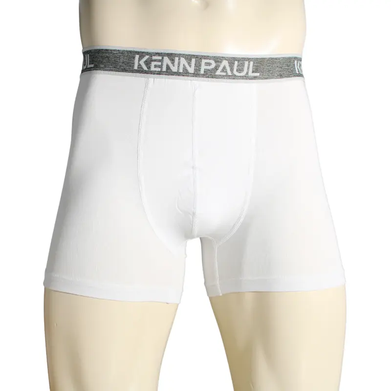 Kenn Paul Erkek Beyaz Düz Pamuklu Lüks Boxer -Fitted Yumuşak Dayanıklı