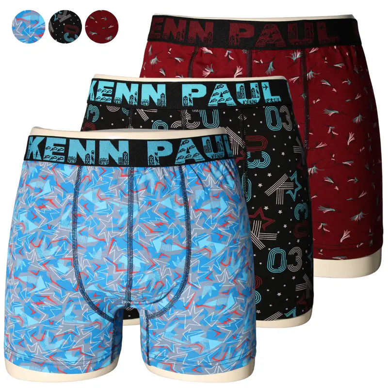 Kenn Paul 3'lü Boxer 3XL–6XL Büyük Beden – Desenli, Yumuşak Pamuk
