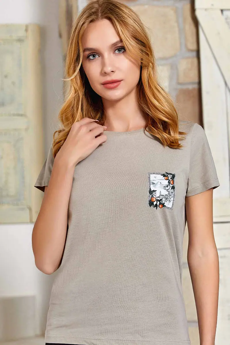 Berrak Berrak 8144 Kadın T-Shirt — Taş