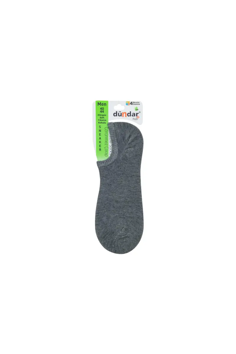 Dündar Çorap 4 Mevsim 12'li Erkek Bambu Sneaker 40-44 Çorap — Gri