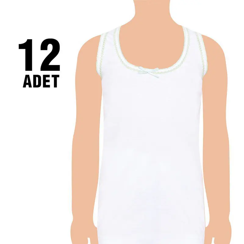 Seher Yıldızı Seher 0049 Geniş Askılı Oyalı Kız Çocuk Atlet 12'li