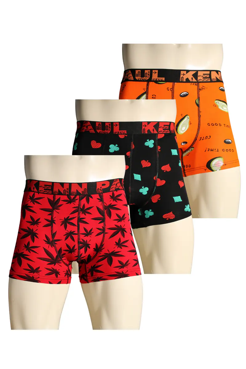 Kenn Paul 3'lü Desenli Pamuklu Lüks Boxer | Konforlu Boxer | Yumuşak