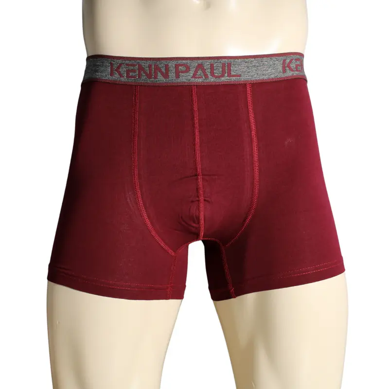 Kenn Paul Erkek Bordo Düz Pamuklu Lüks Boxer Yumuşak