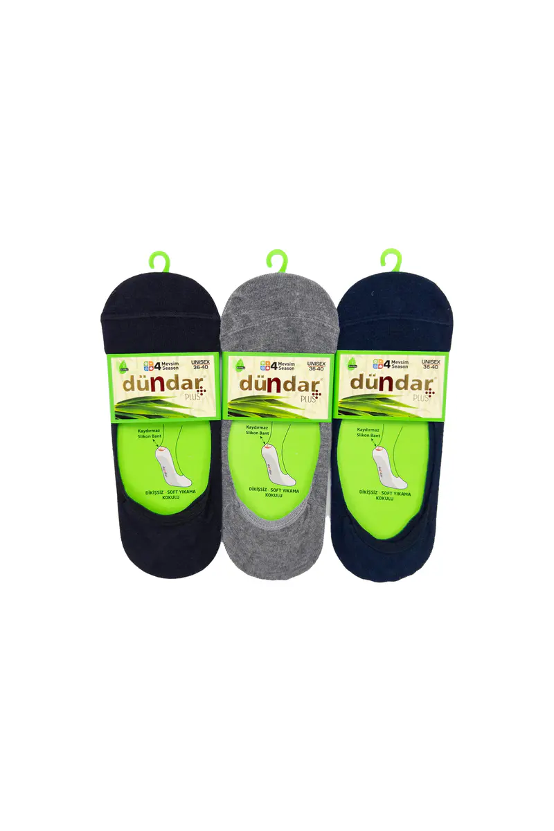 Dündar Çorap 4 Mevsim 12'li Unisex Bambu Babet 36-40 Çorap — Siyah