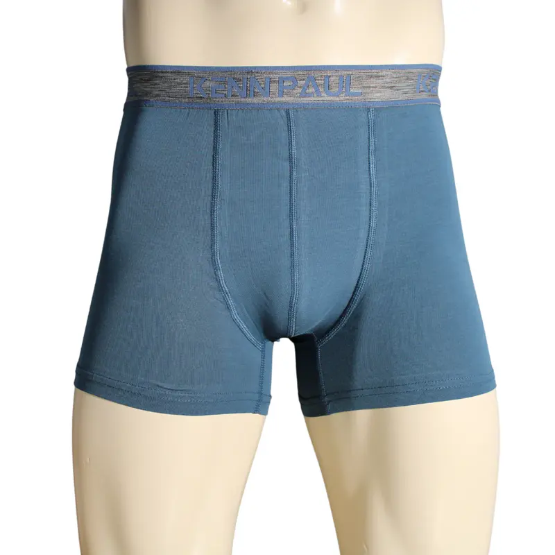 Kenn Paul S->6XL Erkek İndigo Düz Pamuklu Lüks Boxer Dayanıklı Kumaş
