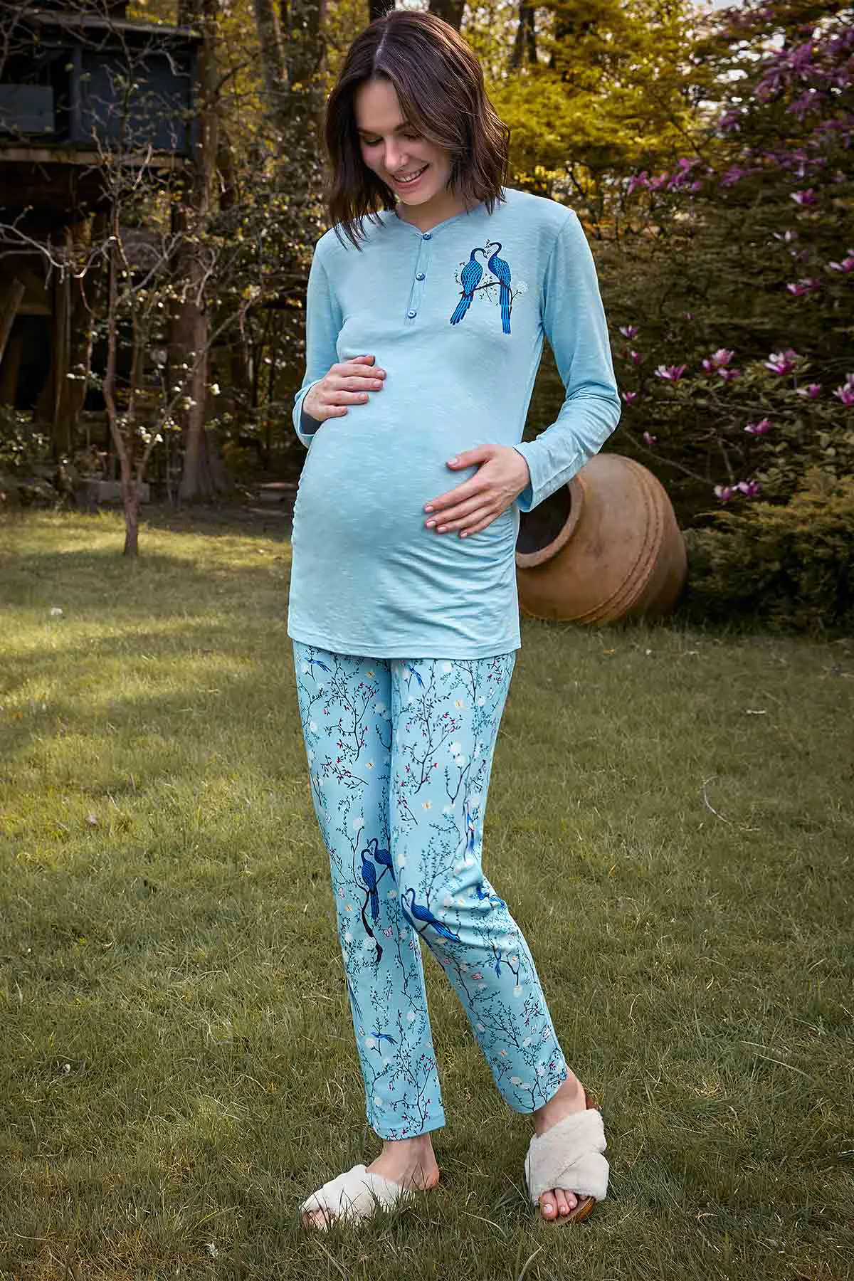 Berrak Berrak 9128 Kadın Hamile Pijama Takımı — Mavi