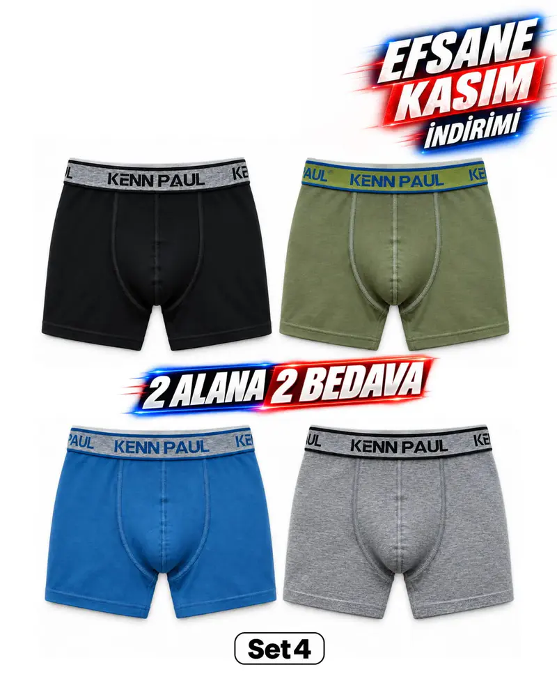 Kenn Paul 4'lü Erkek Boxer Set