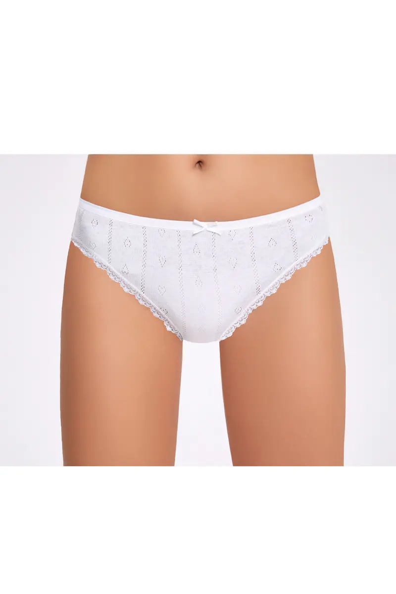İlke %100 Pamuk Renkli Kalp Desenli (Jakarlı) Dantelli Bikini