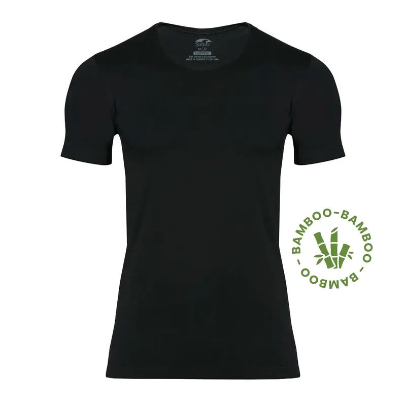 Şahin Erkek 2'li Paket O-Yaka Kısa Kollu Bambu T-Shirt — Siyah