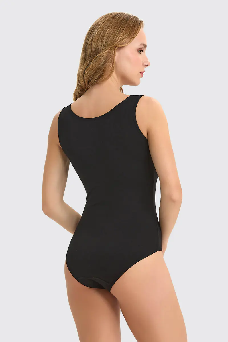 Berrak Berrak 8070 Kadın Modal Çıtçıtlı (Kancalı) Body — Siyah