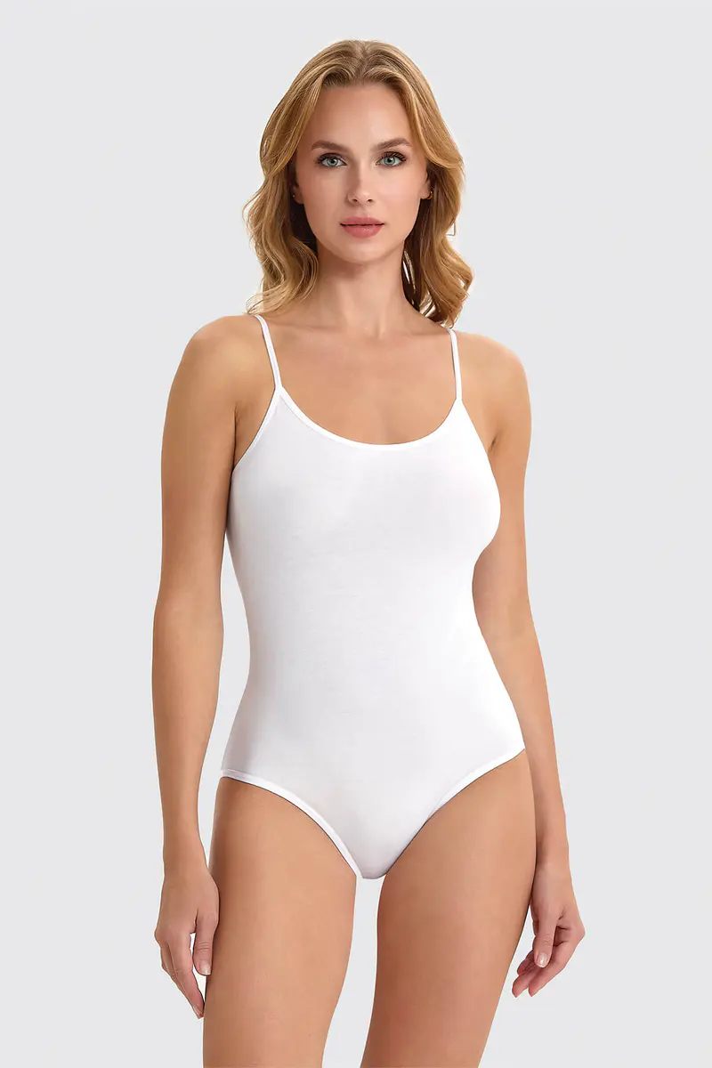 Berrak Berrak 2081 Kadın Çıtçıtlı (Kancalı) Body — Beyaz