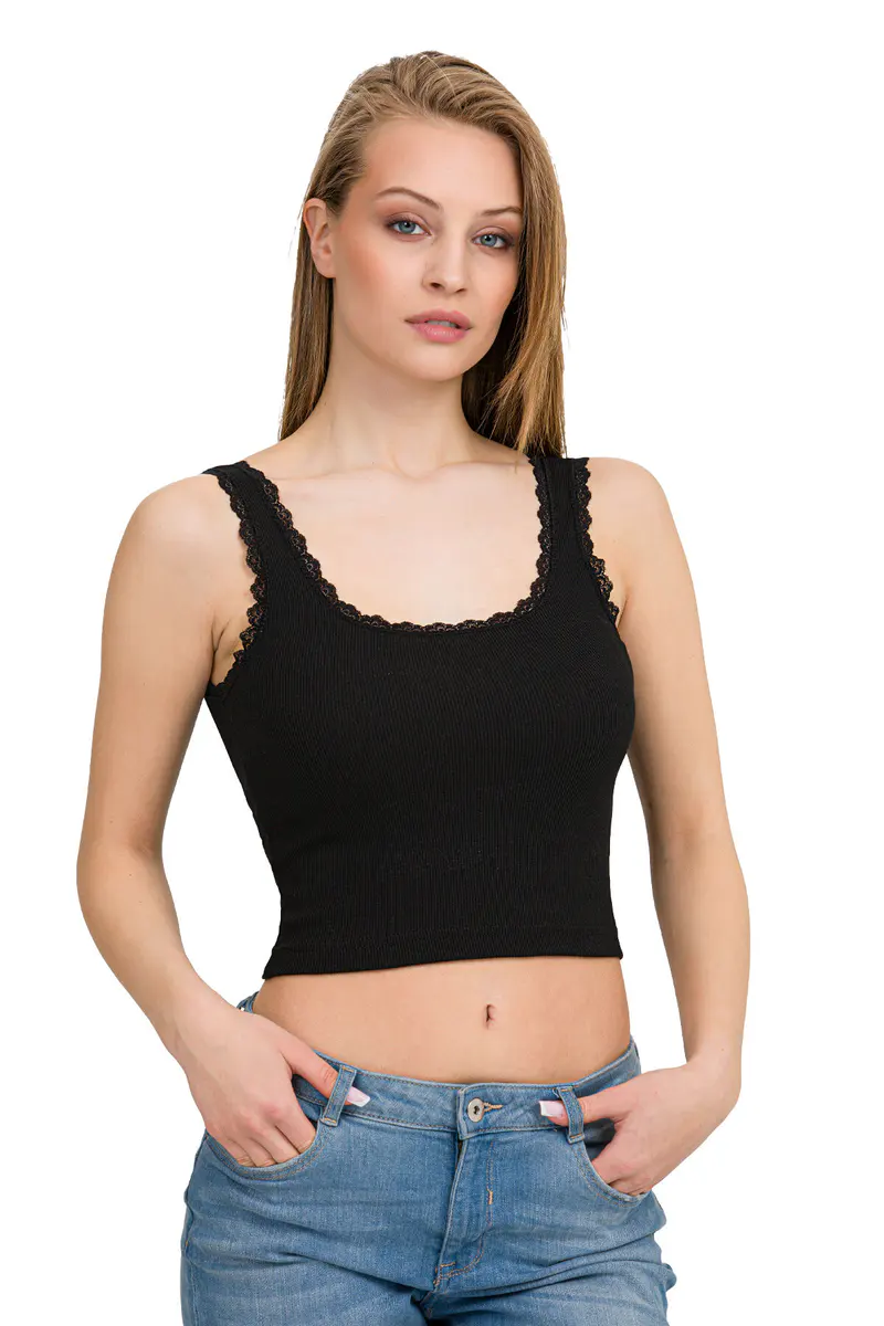 İlke Elastan Kaşkorse Dantelli Crop