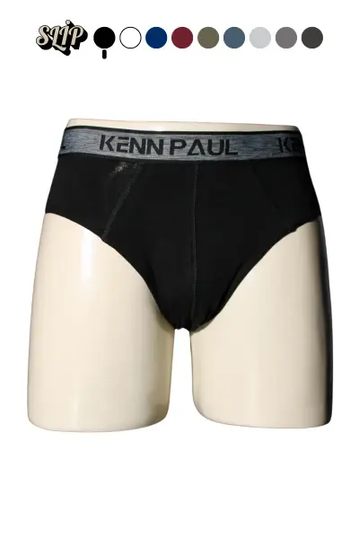 Kenn Paul Erkek Düz Pamuklu Siyah Boxer | Slip Boxer