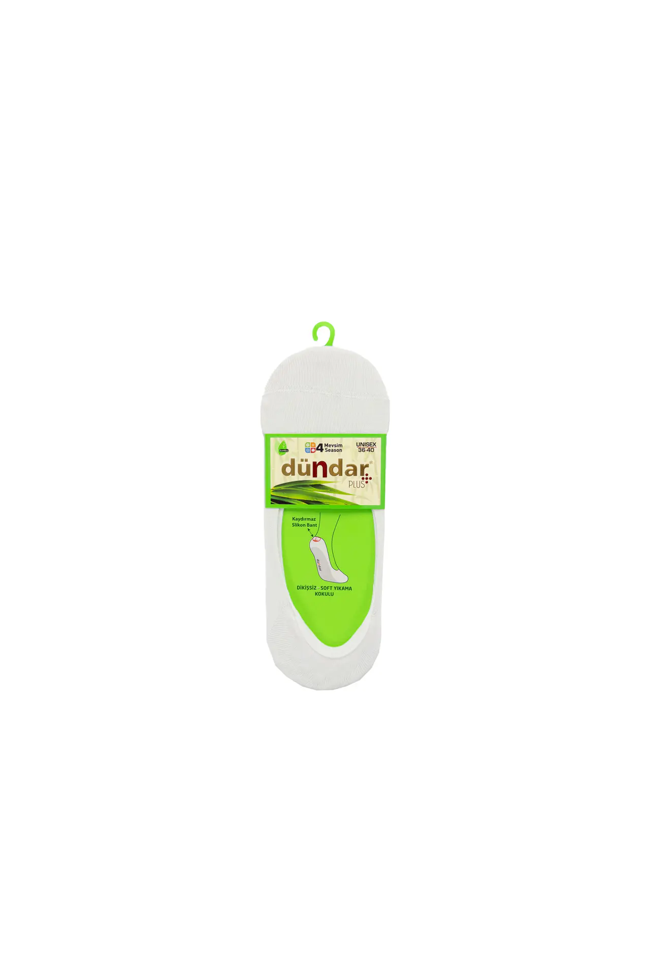 Dündar Çorap 4 Mevsim 12'li Unisex Bambu Babet 36-40 Çorap — Beyaz