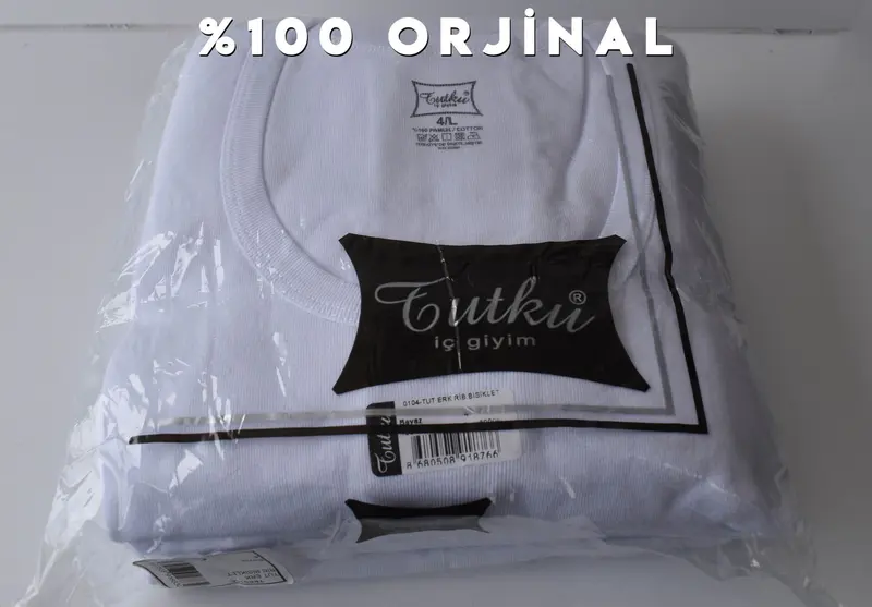 Tutku Tutku 0104 Erkek Beyaz Ribana Bisiklet Yaka Fanila 6'lı