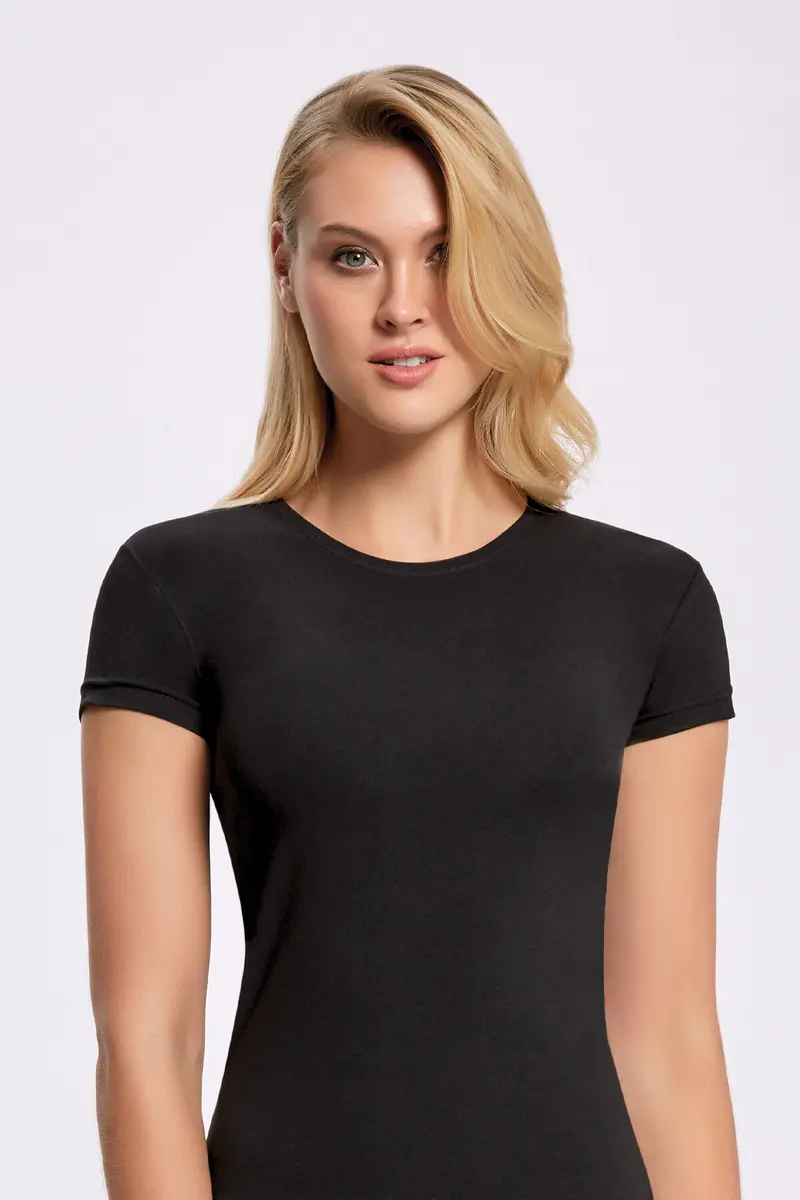 İlke Elastan Siyah 0 Yaka T-shirt